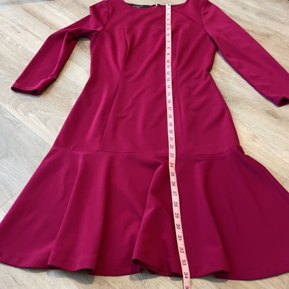 Nine West Fuchsia Crewneck Long Sleeve MIDI Dress Size 2 - Picture 6 of 11